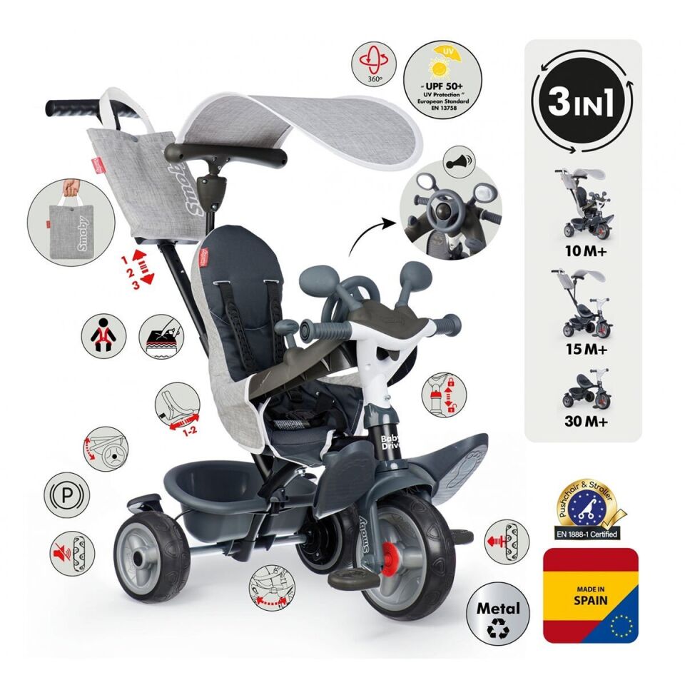 7600741503 Baby Driver Tricycle Grey