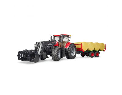 Bruder Case Optum 300Cvx Kepçeli Traktör ve Balya Taşııma Römorku BR03198