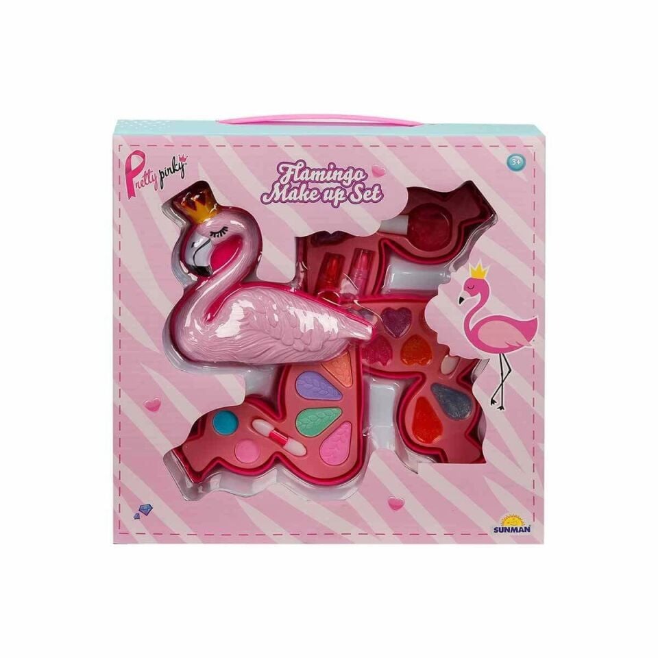Pretty Pinky Flamingo Şekilli Üç Katlı Makyaj Güzellik Seti 2599