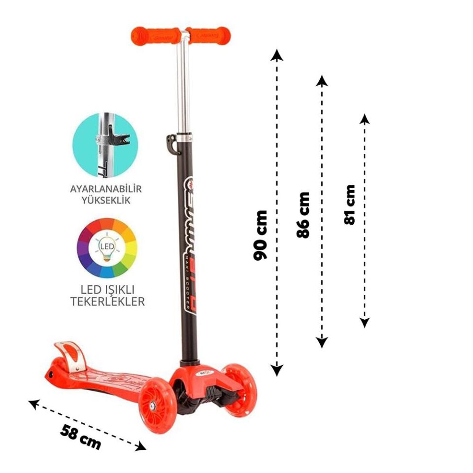 Torutoys Kırmızı Twist Işıklı Scooter Kırmızı
