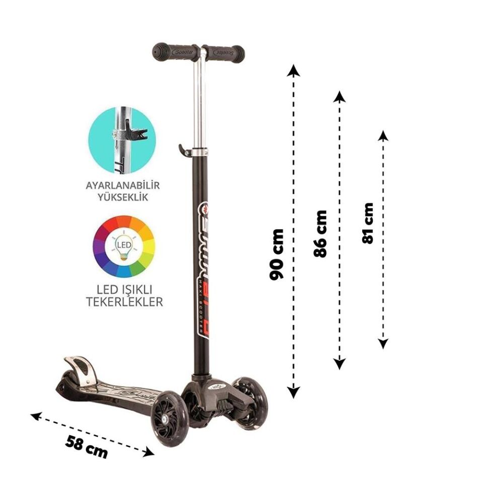 MAXİ TWİST IŞIKLI SCOOTER SİYAH