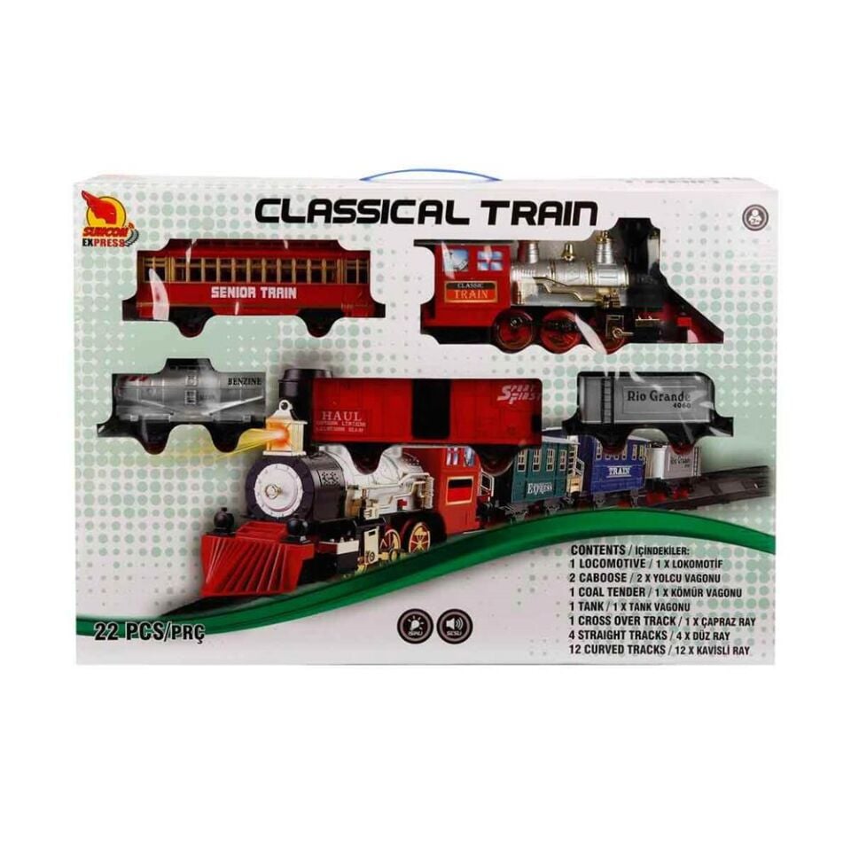 Sunman 1553 Klasik Tren Seti Sesli ve Işıklı 22 Parça