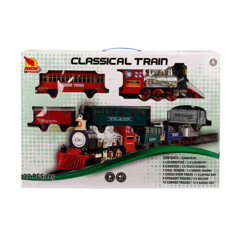 Sunman 1553 Klasik Tren Seti Sesli ve Işıklı 22 Parça